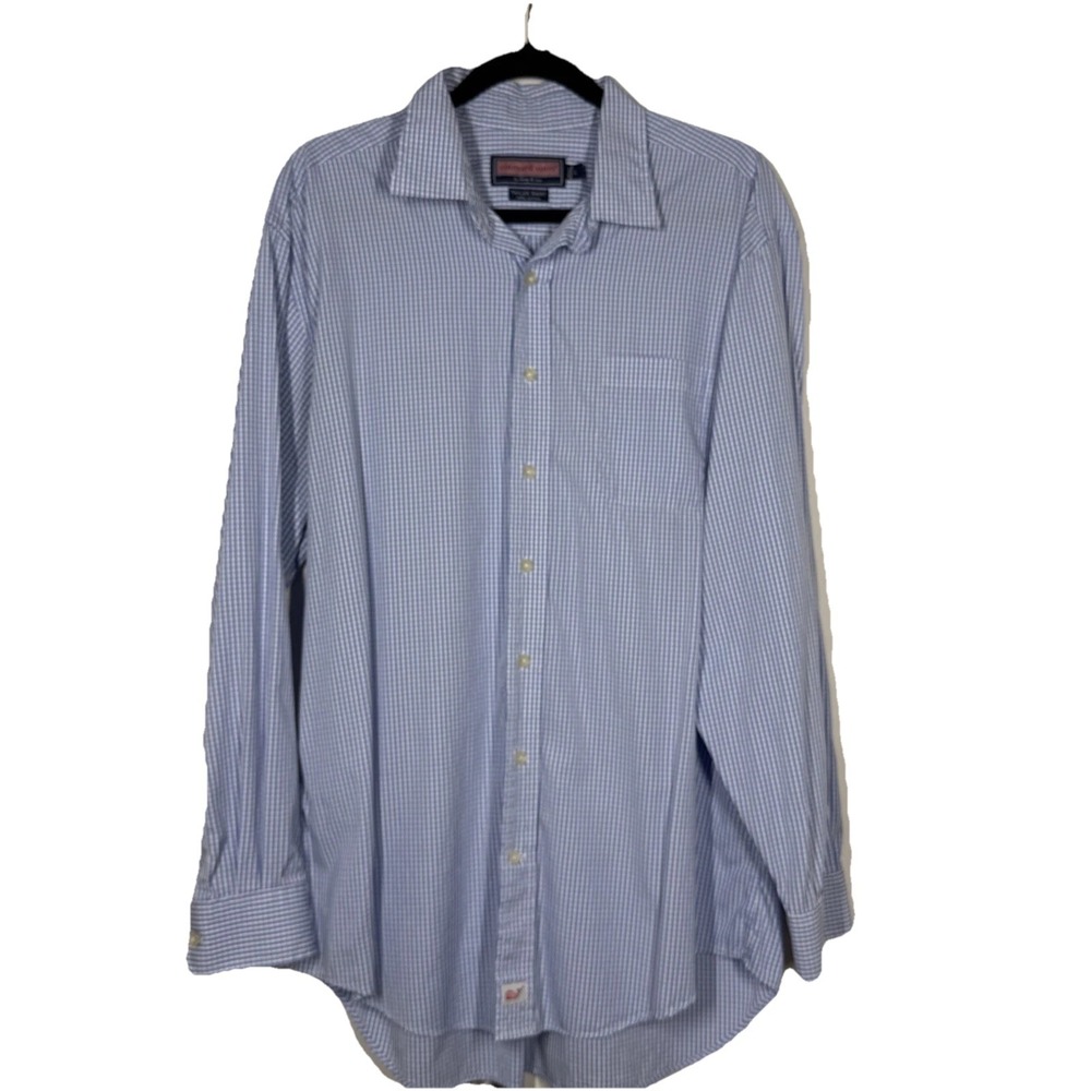 Vineyard Vines Taylor Whale Shirt Mens L Classic Fit Blue  Plaid Button-Down